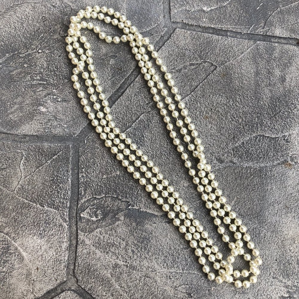 SOLD—Long Layered String of Pearls Necklace